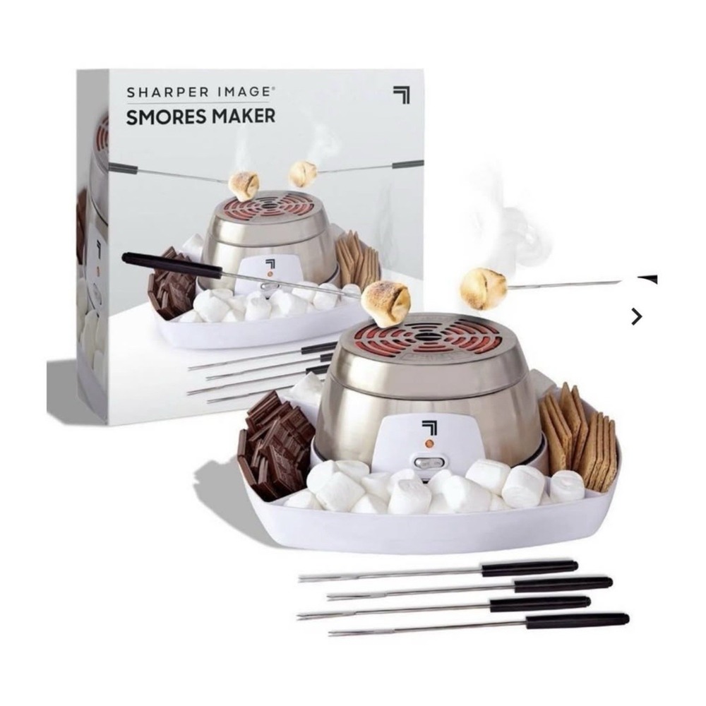 Sharper Image Electric S'mores Maker 400W 120V Silver/White w/ Tray Skewers